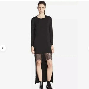 BCBG MaxAzria |'Braidey Black high low black long sleeve dress - lace trim - XS